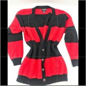 NORDSTROM Point of View V Cardigan Red/Black Sz Sm
